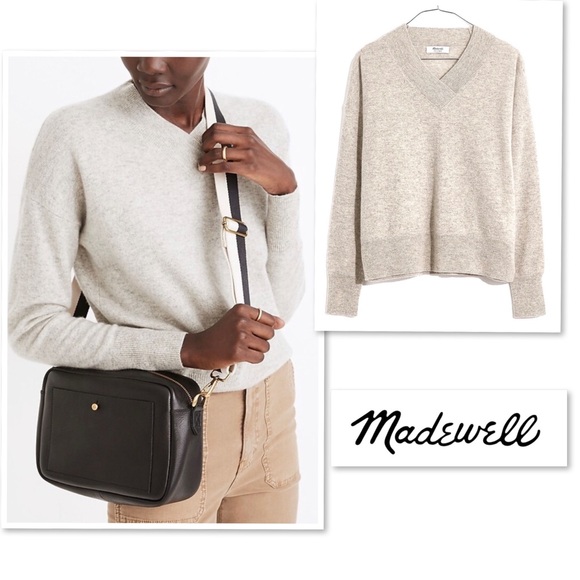 Madewell Sweaters - Madewell 100% Cashmere V-Neck Sweater Pullover Heather Shadow Gray MA707 XXS